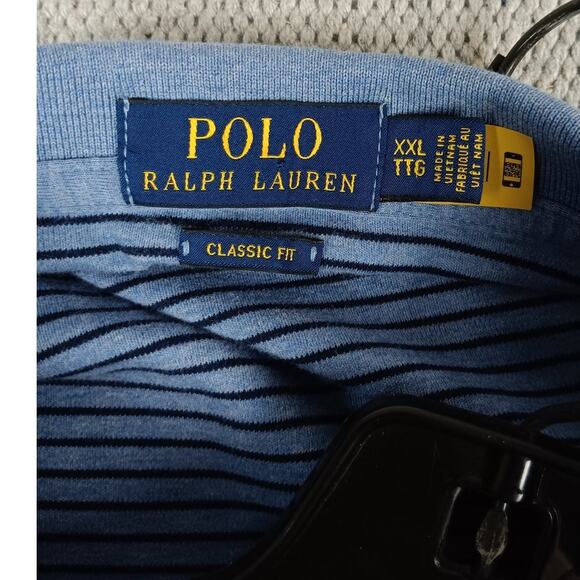 Polo Ralph Lauren Polo Shirt Mens XXL Blue Striped Classic Fit Summer Preppy - Picture 6 of 11
